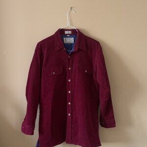 Men's, Large, London Fog, Corduroy, Long Sleeve Button Down Shirt, Lined
